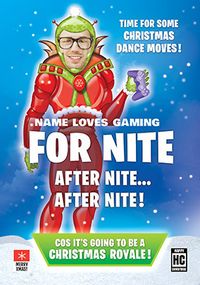 Loves Gaming For Nite Christmas Photo Card