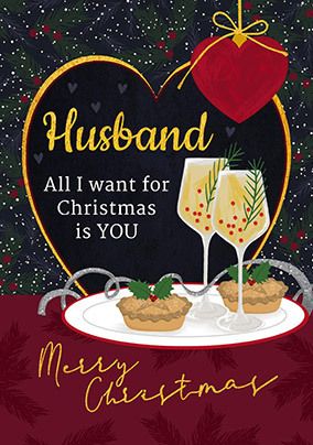 Handsome Husband Mince Pies Personalised Christmas Card