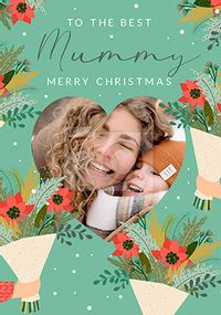 Merry Christmas Best Mummy Poinsettia Photo Card