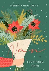 Merry Christmas Nan Poinsettia Personalised Card