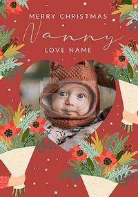 Merry Christmas Nanny Poinsettia Photo Card