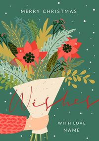 Tap to view Christmas Wishes with Love Poinsettia Personalised Card