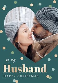Husband Merry Christmas Heart Photo Card
