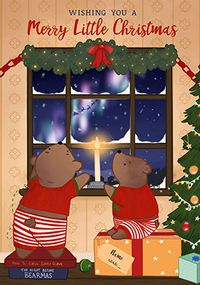 Merry Little Christmas Cute Bears Personalised Card