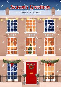 Tap to view Season's Greetings Scenic Home Personalised Christmas Card