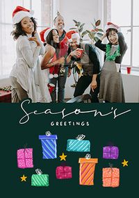Tap to view Season's Greetings Presents Photo Christmas Card