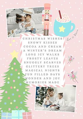 Christmas Wishes Snowy Kisses Photo Card