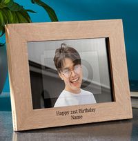 21st Birthday Personalised Wooden Photo Frame - Landscape
