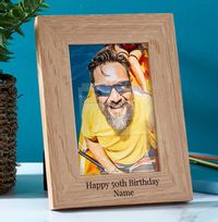 Tap to view 50th Birthday Personalised Wooden Photo Frame - Portrait