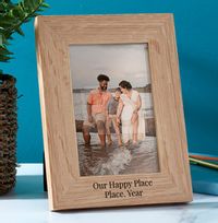 Tap to view Our Happy Place Personalised Wooden Photo Frame - Portrait