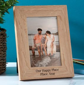 Our Happy Place Personalised Wooden Photo Frame - Portrait