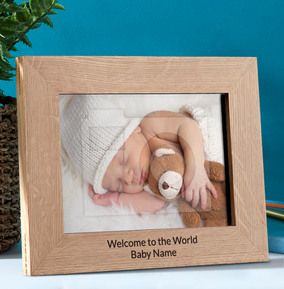 New Baby Personalised Wooden Photo Frame - Landscape