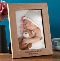 Tap to view New Baby Personalised Wooden Photo Frame - Portrait