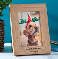 Tap to view Happy Christmas With Pet Personalised Wooden Photo Frame - Portrait