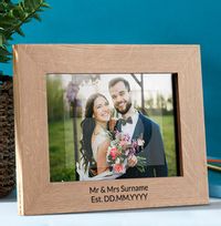 Tap to view Wedding Personalised Wooden Photo Frame - Landscape