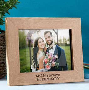 Wedding Personalised Wooden Photo Frame - Landscape