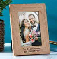 Wedding Personalised Wooden Photo Frame - Portrait