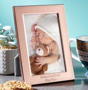 New Baby Personalised Metal Photo Frame - Portrait