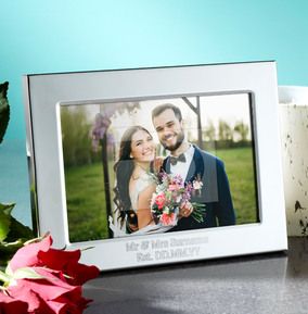 Wedding Personalised Metal Photo Frame - Landscape