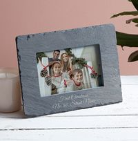 New Home First Christmas Personalised Slate Photo Frame - Landscape