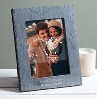 First Christmas Personalised Slate Photo Frame - Portrait