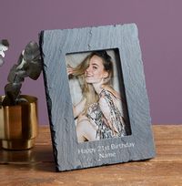 Tap to view 21st Birthday Personalised Slate Photo Frame - Portrait