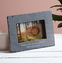 Tap to view Any Text Personalised Slate Photo Frame - Landscape - 2 Line