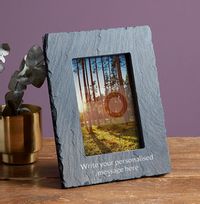 Any Text Personalised Slate Photo Frame - Portrait - 2 Line