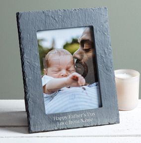 Father's Day Personalised Slate Photo Frame - Portrait