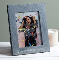 Birthday Personalised Slate Photo Frame - Portrait