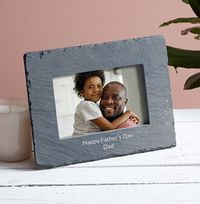 Happy Father's Day Personalised Slate Photo Frame - Landscape