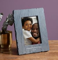 Happy Father's Day Personalised Slate Photo Frame - Portrait