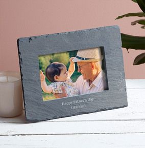 Happy Father's Day Grandad Personalised Slate  Photo Frame - Landscape