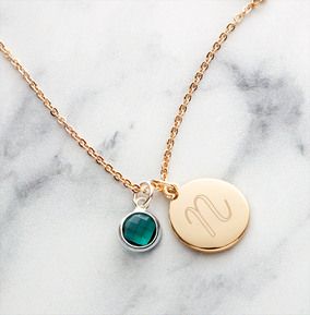 Initial Birthstone Necklace - Personalised