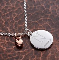 Initial & Date Heart Charm Necklace - Personalised