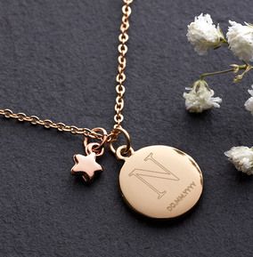 Initial & Date Star Charm Necklace - Personalised