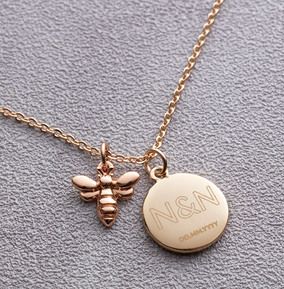 Two Initials & Date Bee Charm Bracelet - Personalised