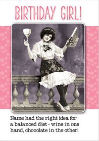 Tap to view Balanced Diet Birthday Girl Card - Jolly Follies