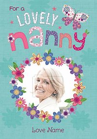 Tap to view Fabrics - Lovely Nanny Photo Birthday Card