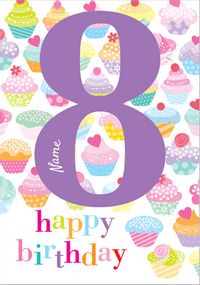 Tap to view Abacus - 8 Today  Cupcake Birthday Card