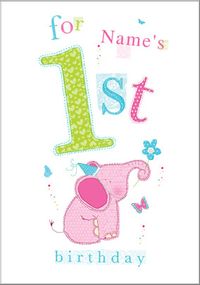Tap to view Abacus - One Year Old Birthday Card Elephant 1st Birthday