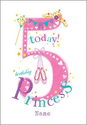 Abacus - Five Year Old Birthday Card 5 Today Birthday Princess
