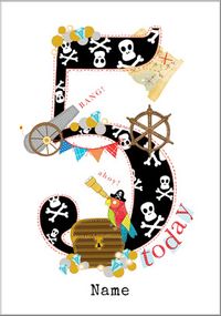 Abacus - Five Year Old Birthday Card Pirate Birthday 5 Today