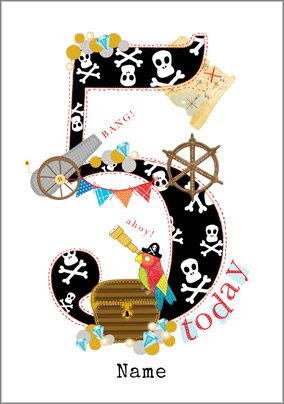 Abacus - Five Year Old Birthday Card Pirate Birthday 5 Today