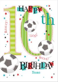 Abacus - Ten Year Old Birthday Card Soccer Birthday 10 Today