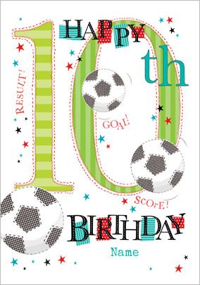 Abacus - Ten Year Old Birthday Card Soccer Birthday 19 Today