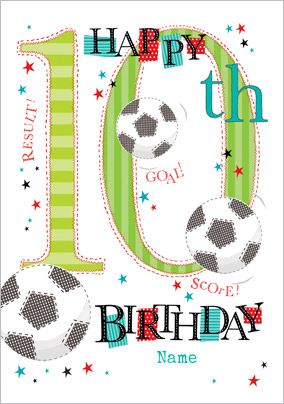 Abacus - Ten Year Old Birthday Card Soccer Birthday 10 Today