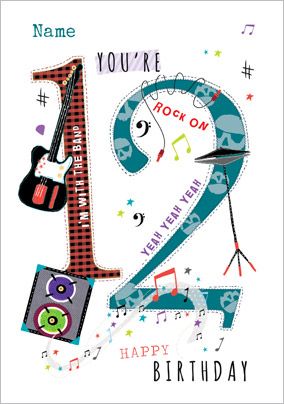Abacus - Twelve Year Old Birthday Card 12 Today Rock On! | Funky Pigeon