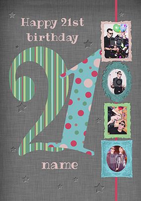 Big Numbers - 21st Birthday Card Male Multi Photo Upload