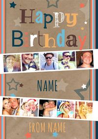 Tap to view Multi Photo Upload - Birthday Card Male Photo Strips